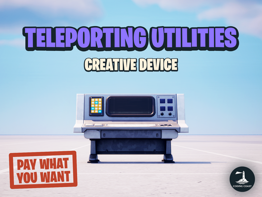 Teleporting Utilities Creative Device. Displayed over Fortnite Creative Device in UEFN.
